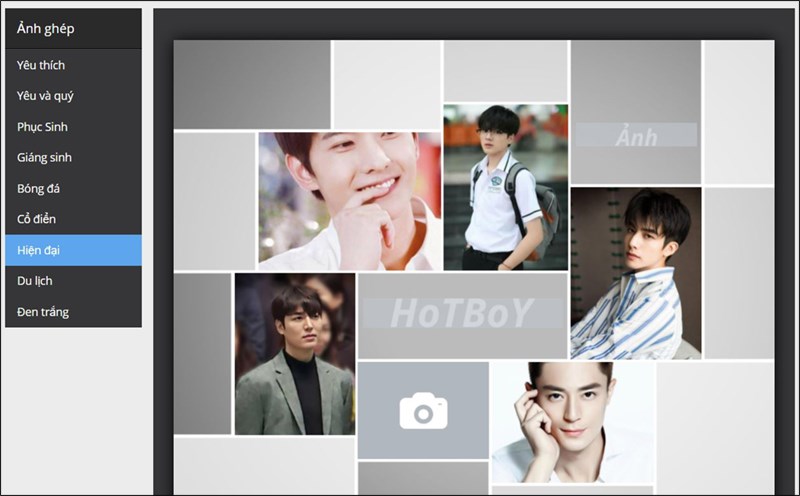 Giao diện ghép ảnh trực tuyến của Photo Fancy 