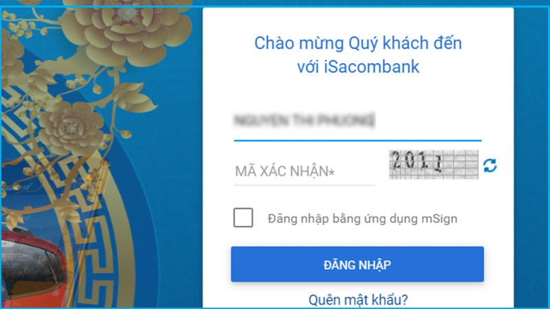 Đăng nhập vào tài khoản Sacombank