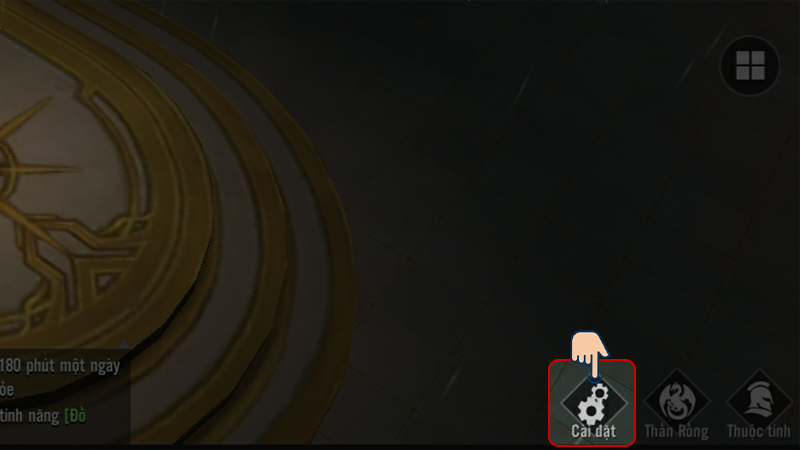 Nhấn v&agrave;o mục C&agrave;i đặt