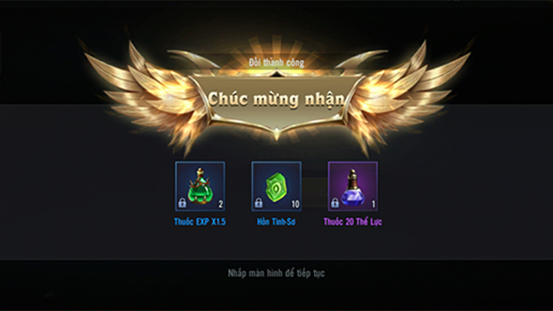 Th&ocirc;ng b&aacute;o ch&uacute;c mừng v&agrave; vật phẩm tặng