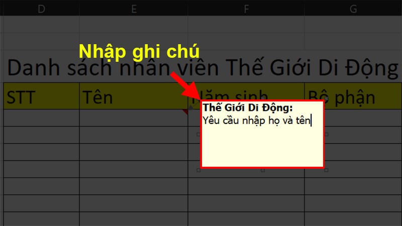 Nhập&nbsp;ghi chú&nbsp;vào&nbsp;hộp thoại hiện lên