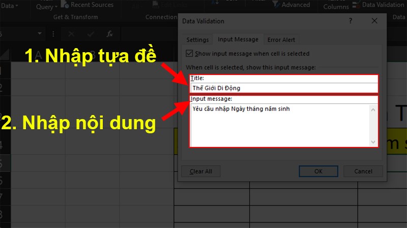 Nhập tựa đề của ghi chú ở phần Title > Nhập nội dung của ghi chú ở phần Input Message