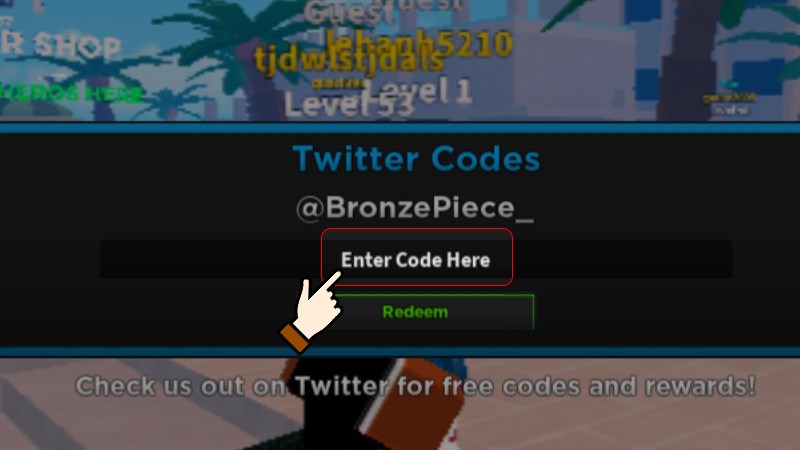 Nhập m&atilde; code v&agrave;o &ocirc; trống Enter Code Here