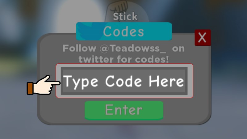 Nhập mã code vào ô trống Type Code Here