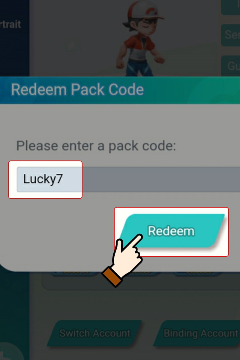 Nhập code > Nhấn chọn Redeem
