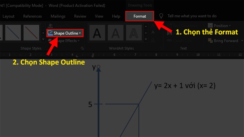 Vào thẻ Format > Chọn Shape Outline