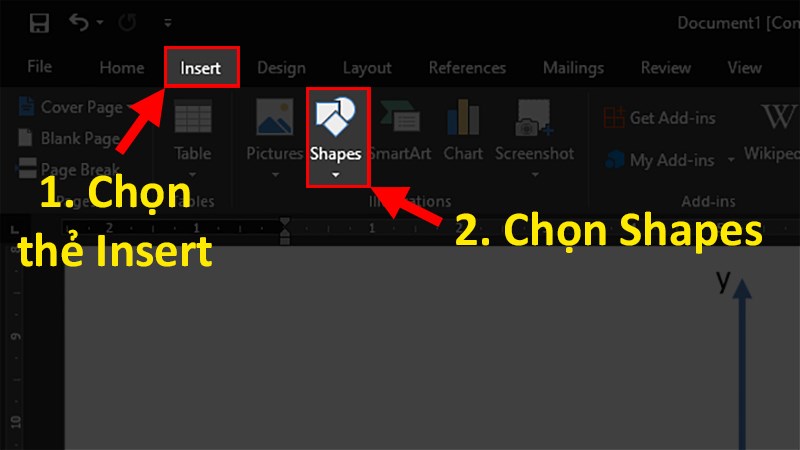 Chọn thẻ Insert > Chọn Shapes