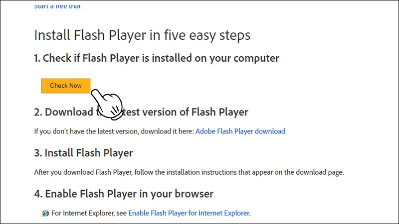 Kiểm tra Flash Player đã được gỡ hay chưa