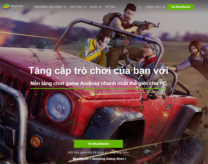 Tại giao diện duyệt web chọn Tải BlueStack