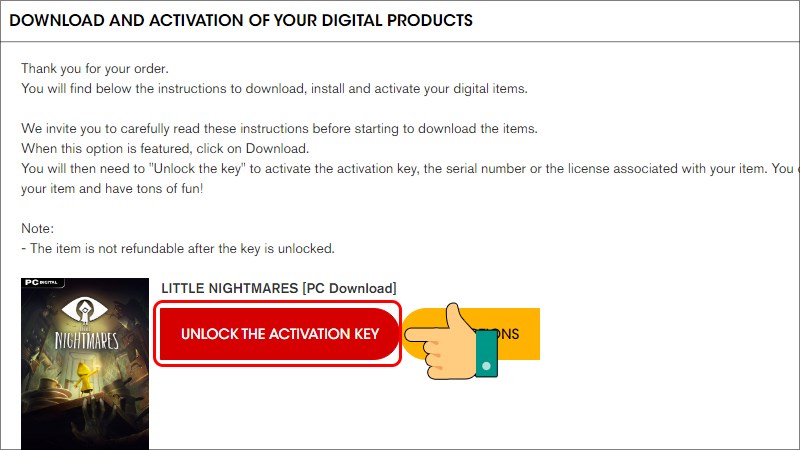 Bấm vào Unlock the activation key để nhận key mở khóa