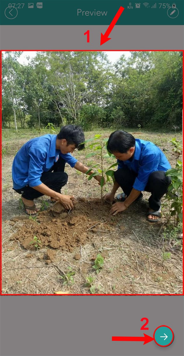 Chọn và điều chỉnh logo, ấn biểu tượng dấu tick