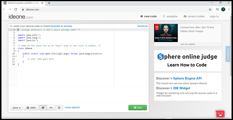 IDEOne tập trung vào việc lập trình và phát triển phần mềm