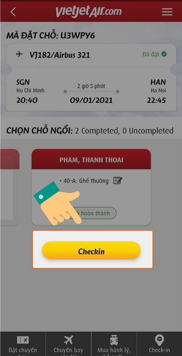 Nhấn chọn Checkin để xác nhận 