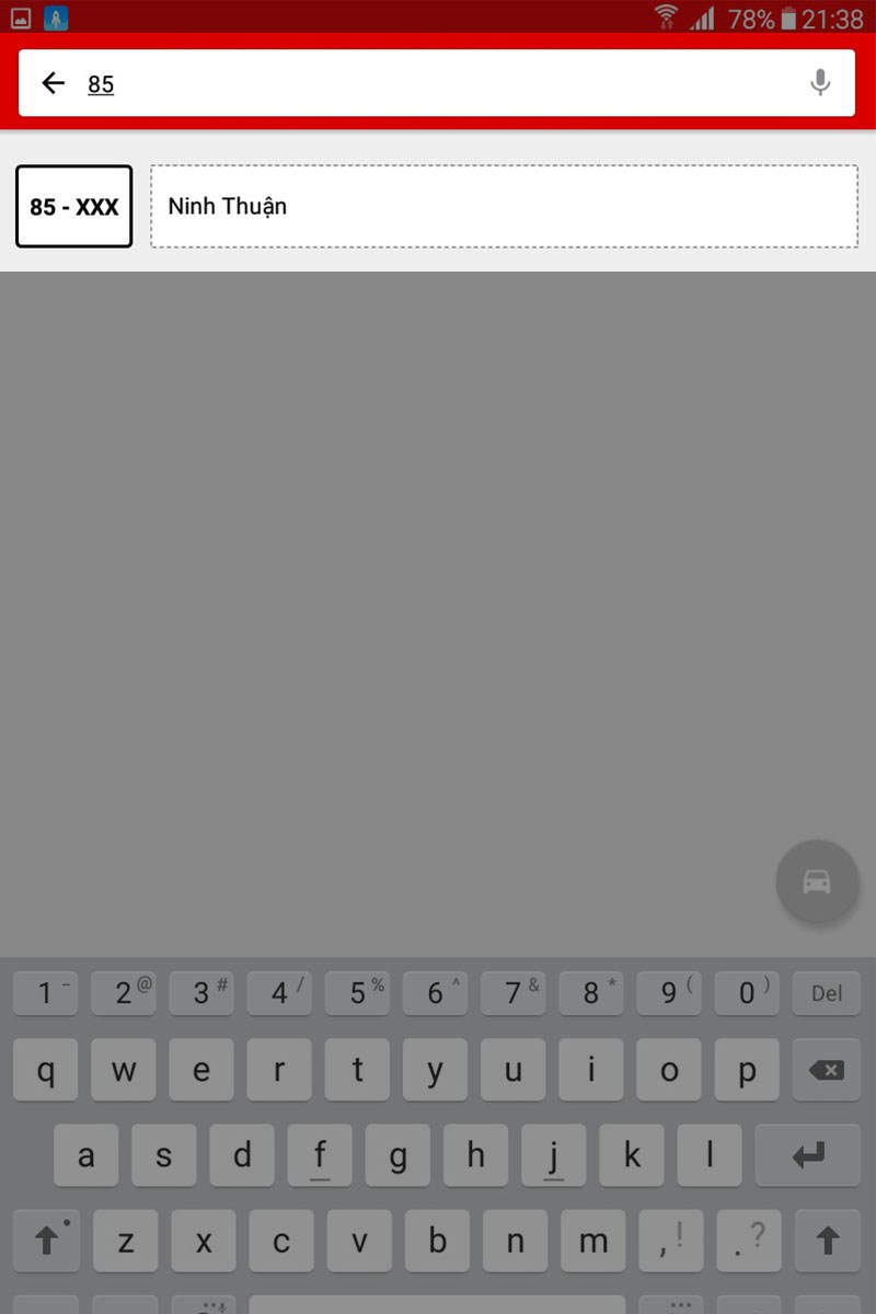 Nhập biển số xe muốn tra cứu