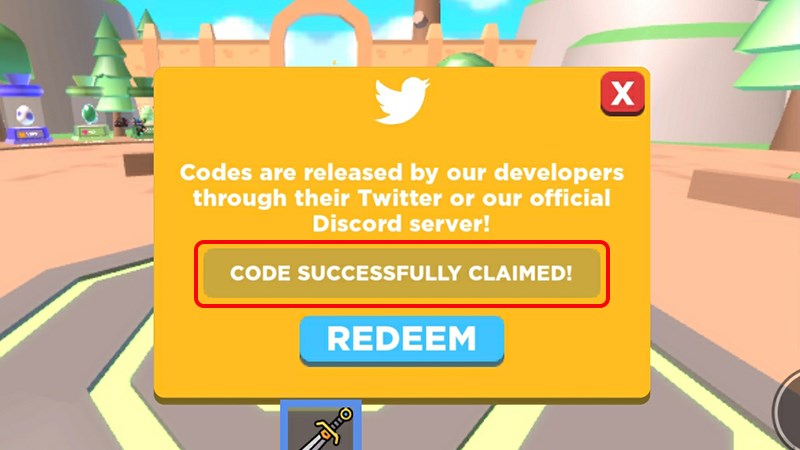 Thông báo nhập code thành công