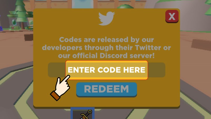 Nhập mã code vào ô trống Enter Code Here.