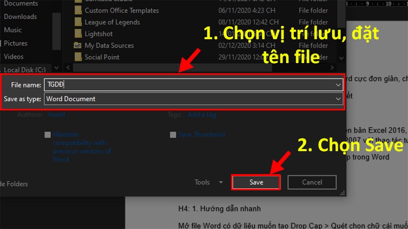 Chọn vị trí lưu để lấy lại file Word chưa lưu > Nhấn Save