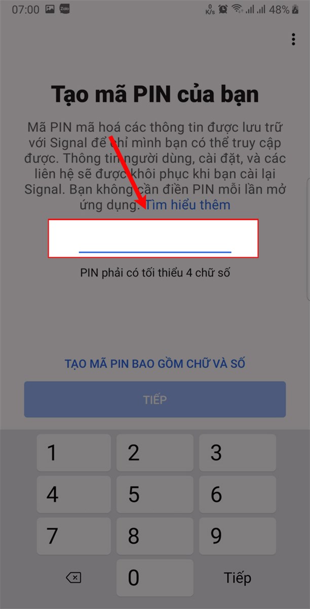 Khởi Tạo mã PIN (mật khẩu).