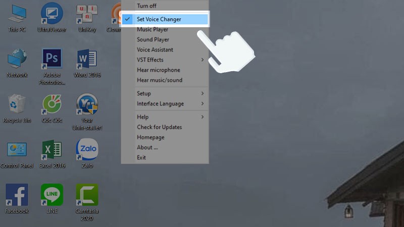 Chọn mục Set Voice Changer