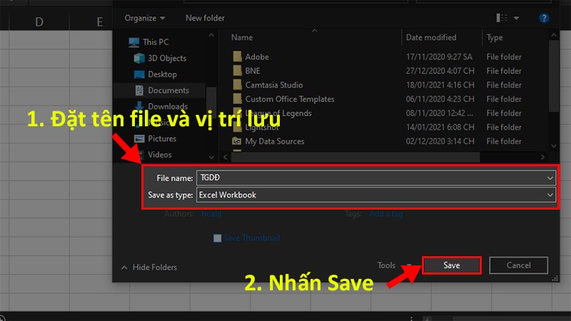 Chọn vị trí lưu để lấy lại file Excel chưa lưu > Nhấn Save