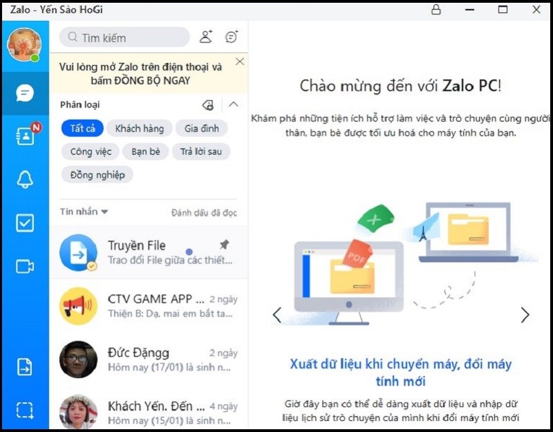 Tài khoản Zalo thứ 2  đã được đăng nhập trên Zalo PC