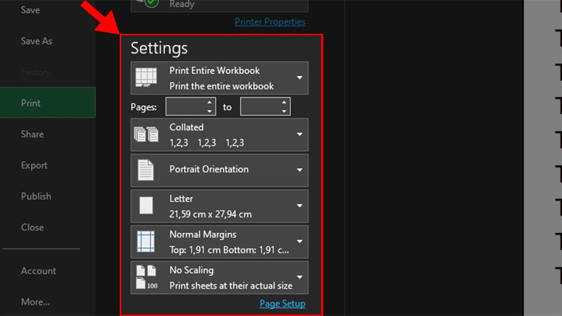 Phần Settings