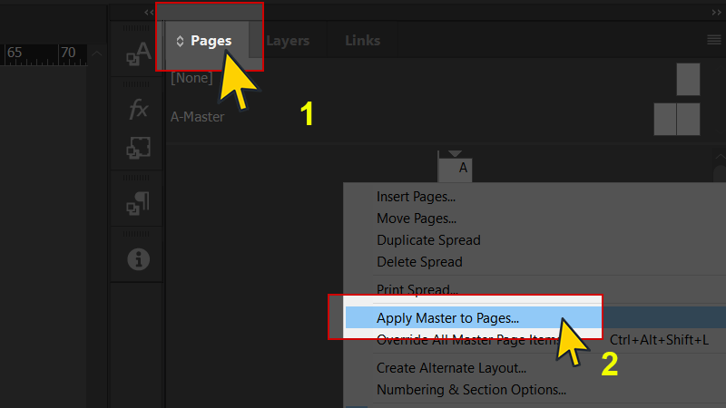 Mở Apply Master to Pages...