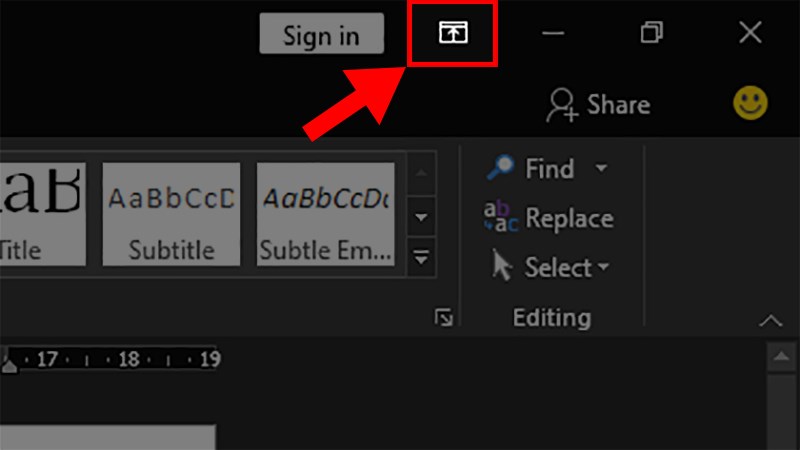 Nhấp chọn mũi tên hướng lên ở góc phải trên cùng