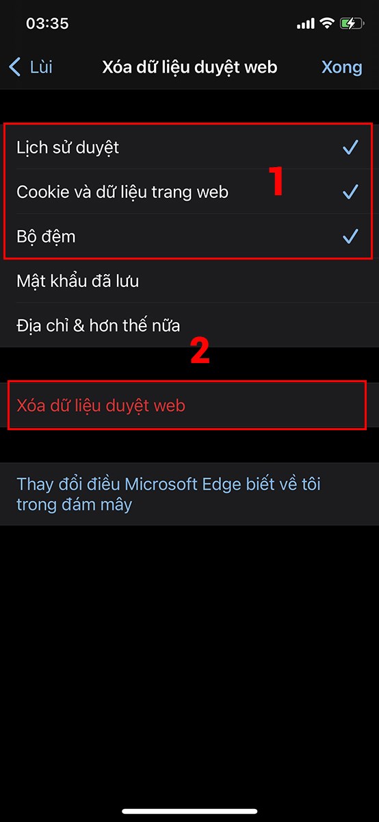 Chọn dữ liệu mà bạn muốn xoá và nhấn Xoá dữ liệu duyệt web để xoá nhé.