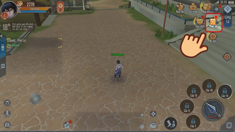 Đăng nhập v&agrave;o game v&agrave; chọn mục Ph&uacute;c lợi