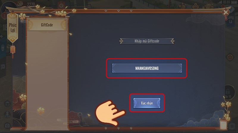 Nhập code v&agrave; chọn X&aacute;c nhận