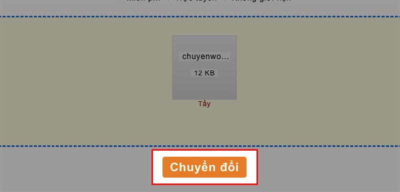 Chọn Chuyển đổi và chờ quá trình chuyển đổi hoàn tất