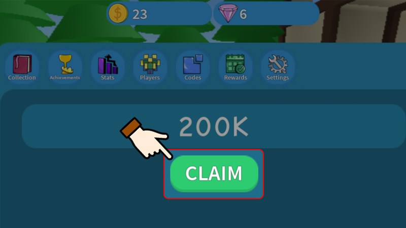 Nhấn chọn Claim để nhận quà