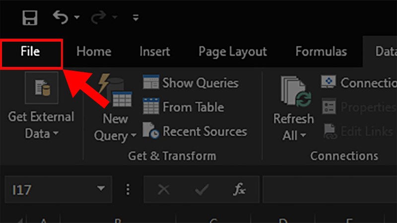 Mở file Excel bạn muốn lưu dưới dạng CSV > Chọn thẻ File
