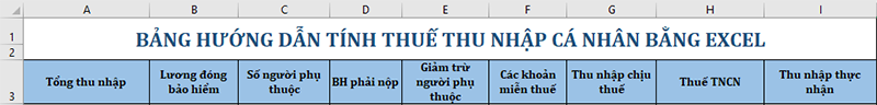 Tiến hành tạo bảng biểu như trong hình