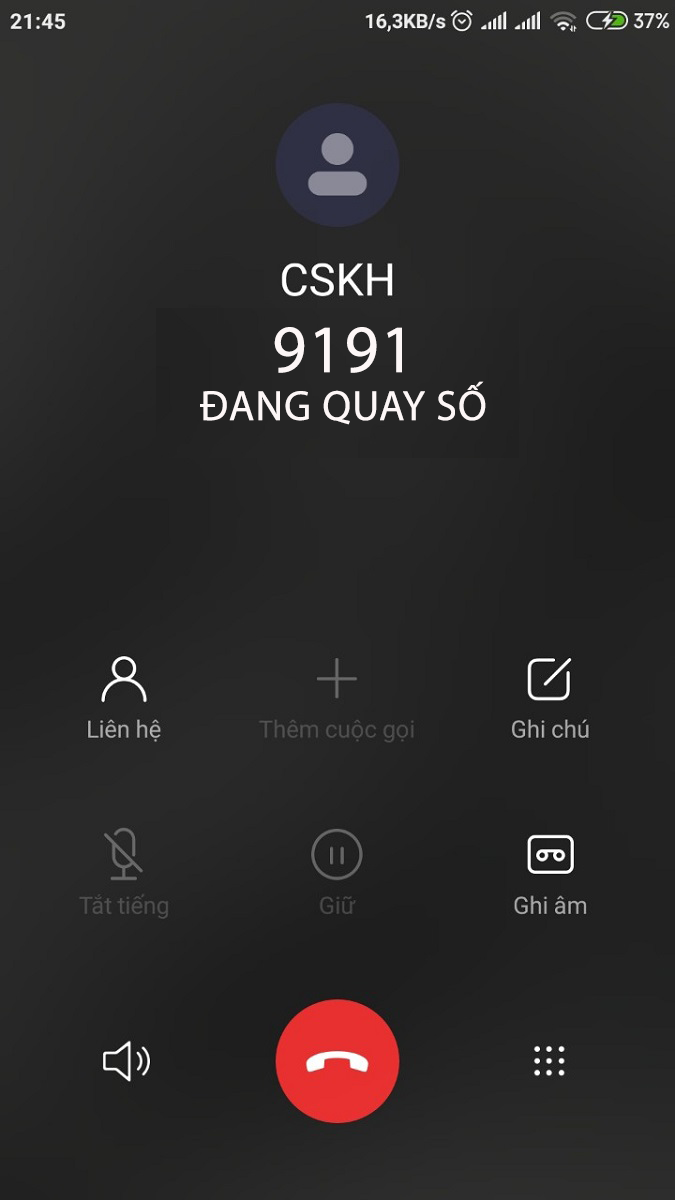 Gọi tổng đài 9191