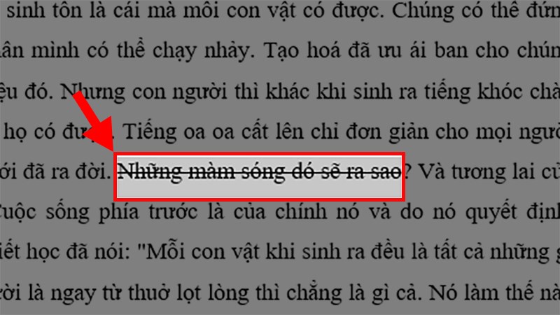 Mở file Word > Chọn dòng muốn bỏ gạch ngang chữ