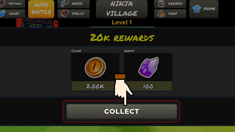 Nhấn chọn Collect để thu thập quà tặng