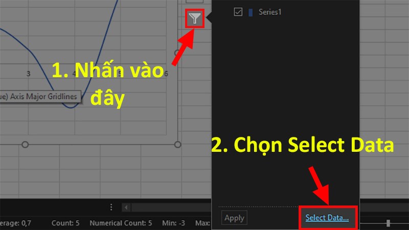 Nhấp vào biểu tượng hình phễu > Chọn Select Data