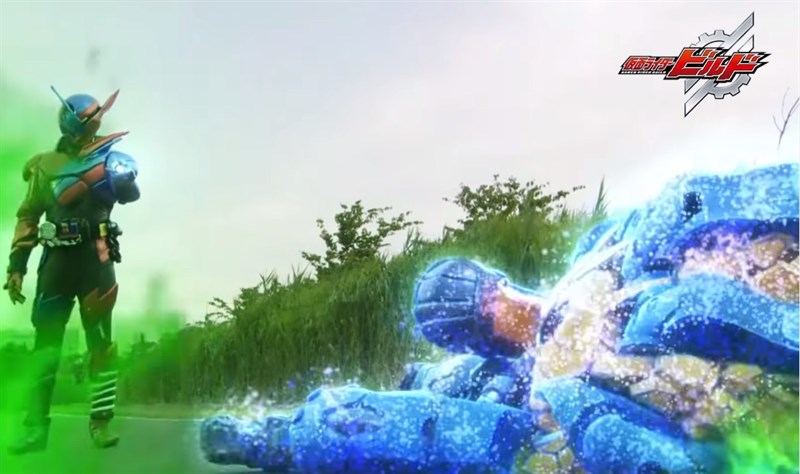 Một phân cảnh Kamen Rider thanh lọc chất độc ra khỏi Smash