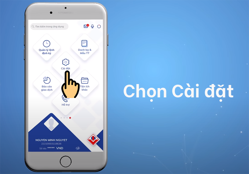  Chọn mục Cài đặt