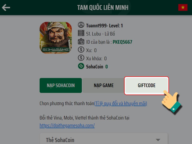 Chọn GiftCode