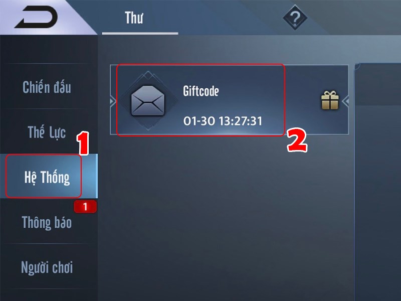 Chọn thư GiftCode
