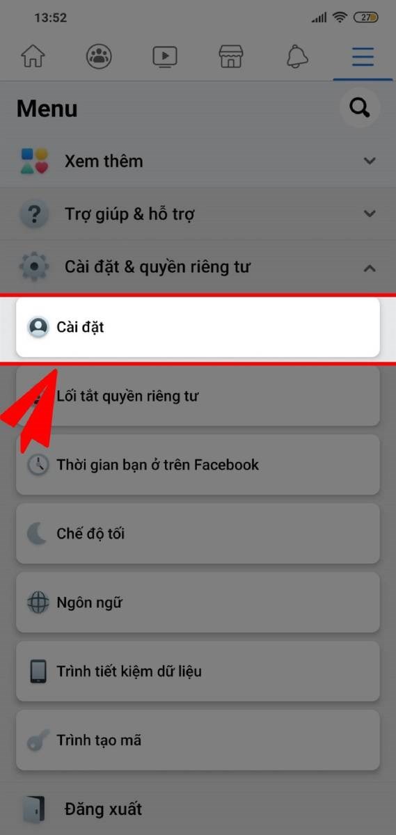 Mục C&agrave;i Đặt