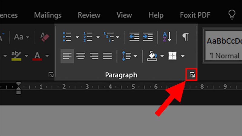 Đi đến phần Paragraph > Chọn Mũi tên hướng xuống
