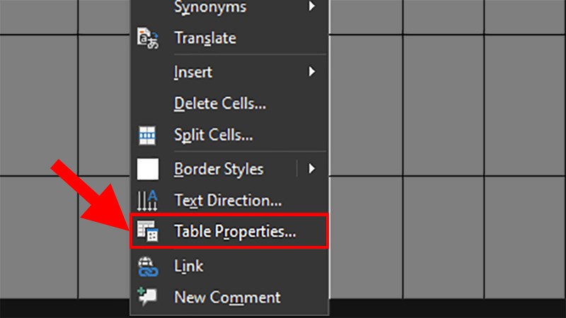 Mở file Word có bảng (table) bị nhảy trang > Nhấp&nbsp;Chuột phải vào bảng&nbsp;> Chọn&nbsp;Table Properties
