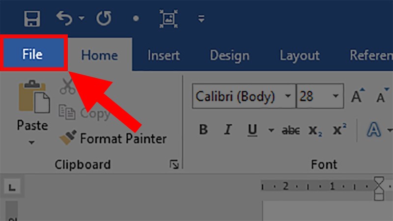 Ở file Word đang soạn thảo văn bản  Chọn thẻ File