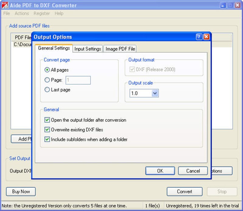 Aide PDF to DXF Converter