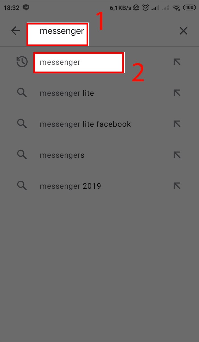 Nhập và chọn Messenger