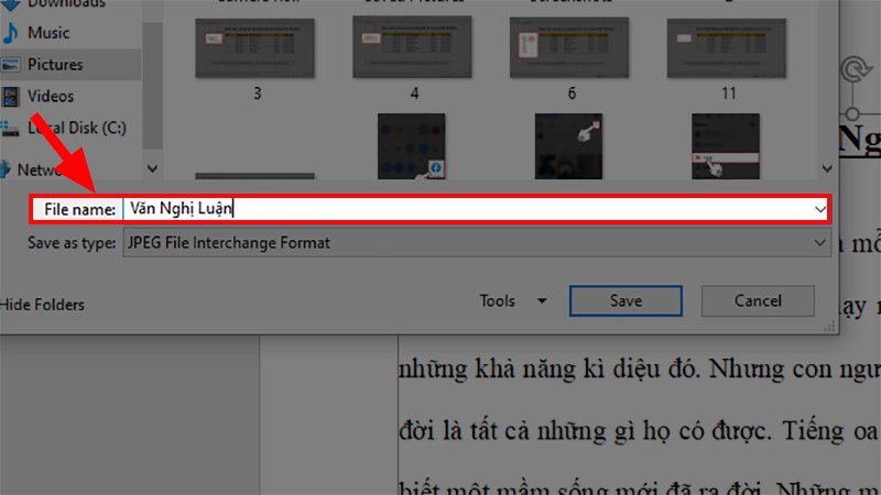 Nhập tên cho file ở phần File name
